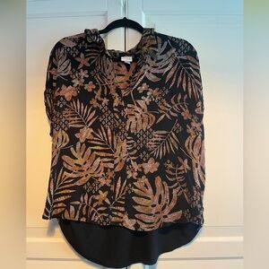 A New Day Button Up Short Sleeve Tropical Print L